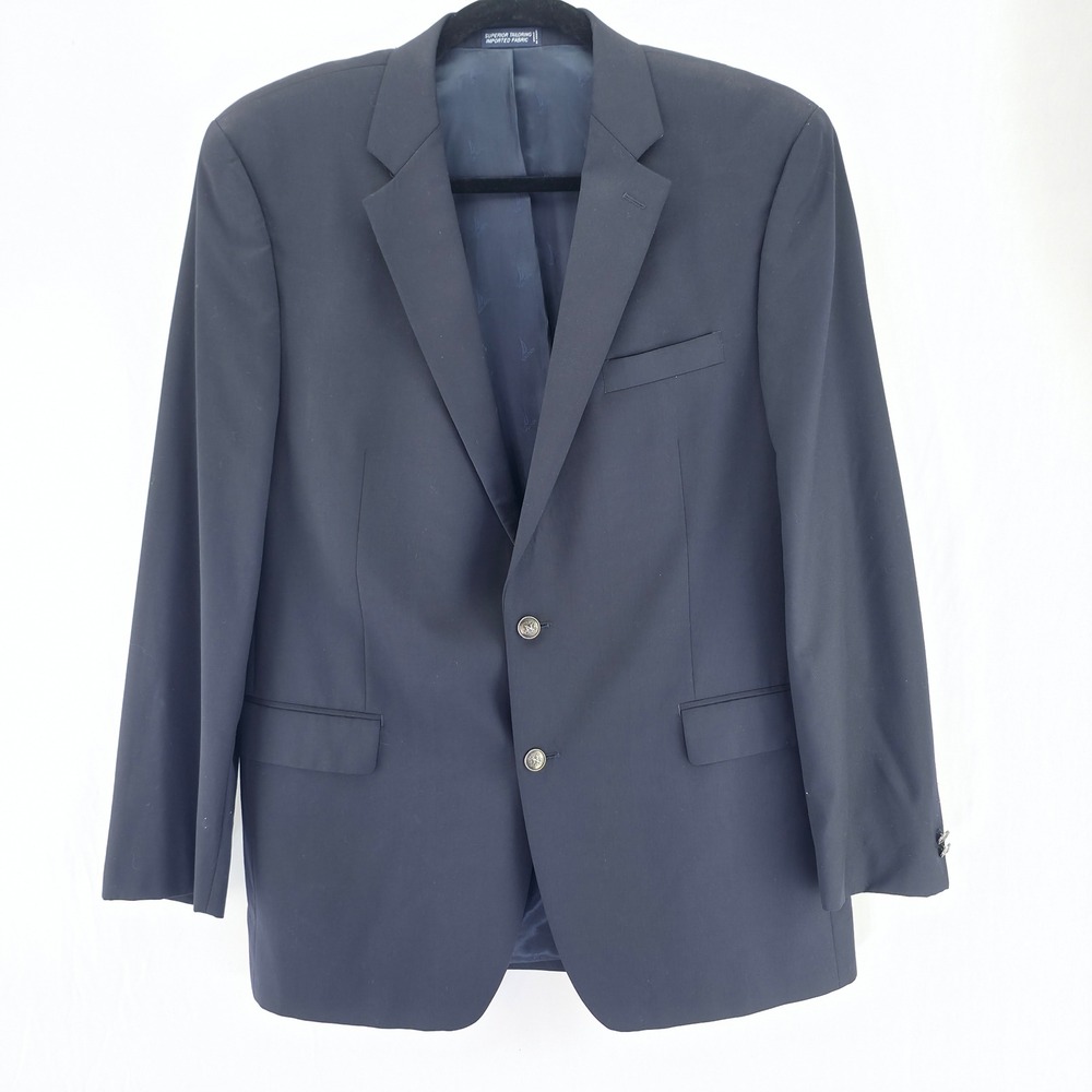 Nautica Blazer Mens Size 44R Navy Blue Anchor Button Two Button Sport Coat Lined